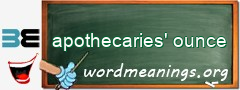 WordMeaning blackboard for apothecaries' ounce